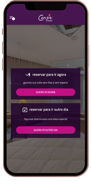 imagem de um iphone com o app do motel aberto